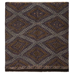 Blue Persian Wool Hand Knotted Rug 4 ft x 4 ft , Indigo Diamond Nomad