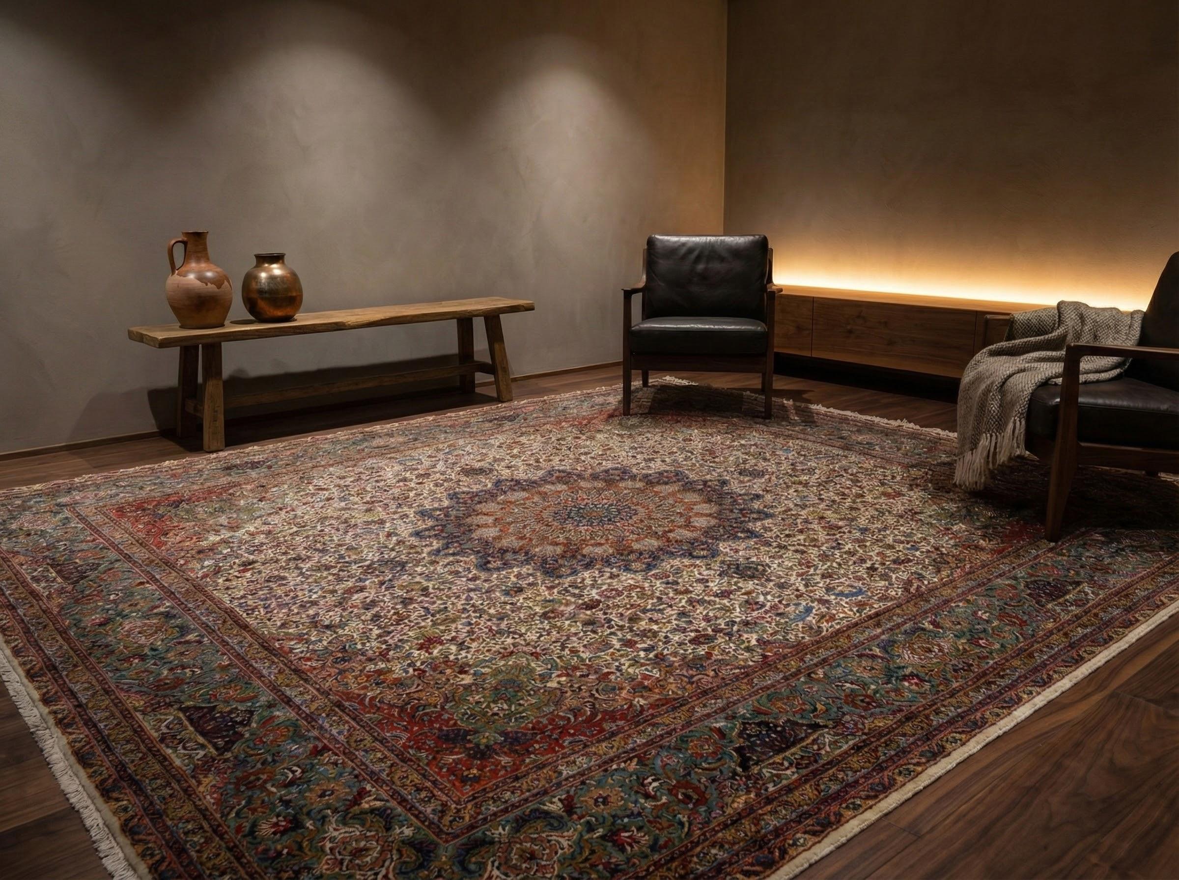 Tabriz Tappeto persiano in lana annodato a mano 13 piedi x 13 piedi, Splendore Medaglione Imperiale in vendita