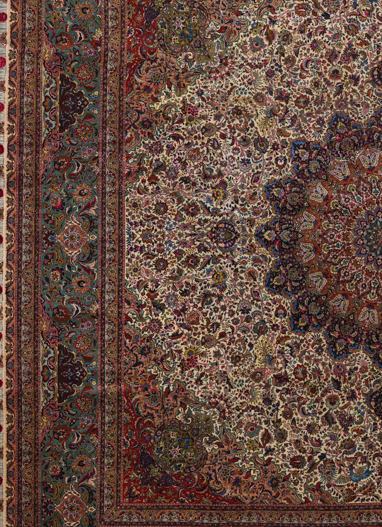 Lana Tappeto persiano in lana annodato a mano 13 piedi x 13 piedi, Splendore Medaglione Imperiale in vendita