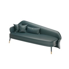Blue Petrol Leather Modern Bhutan Daybed