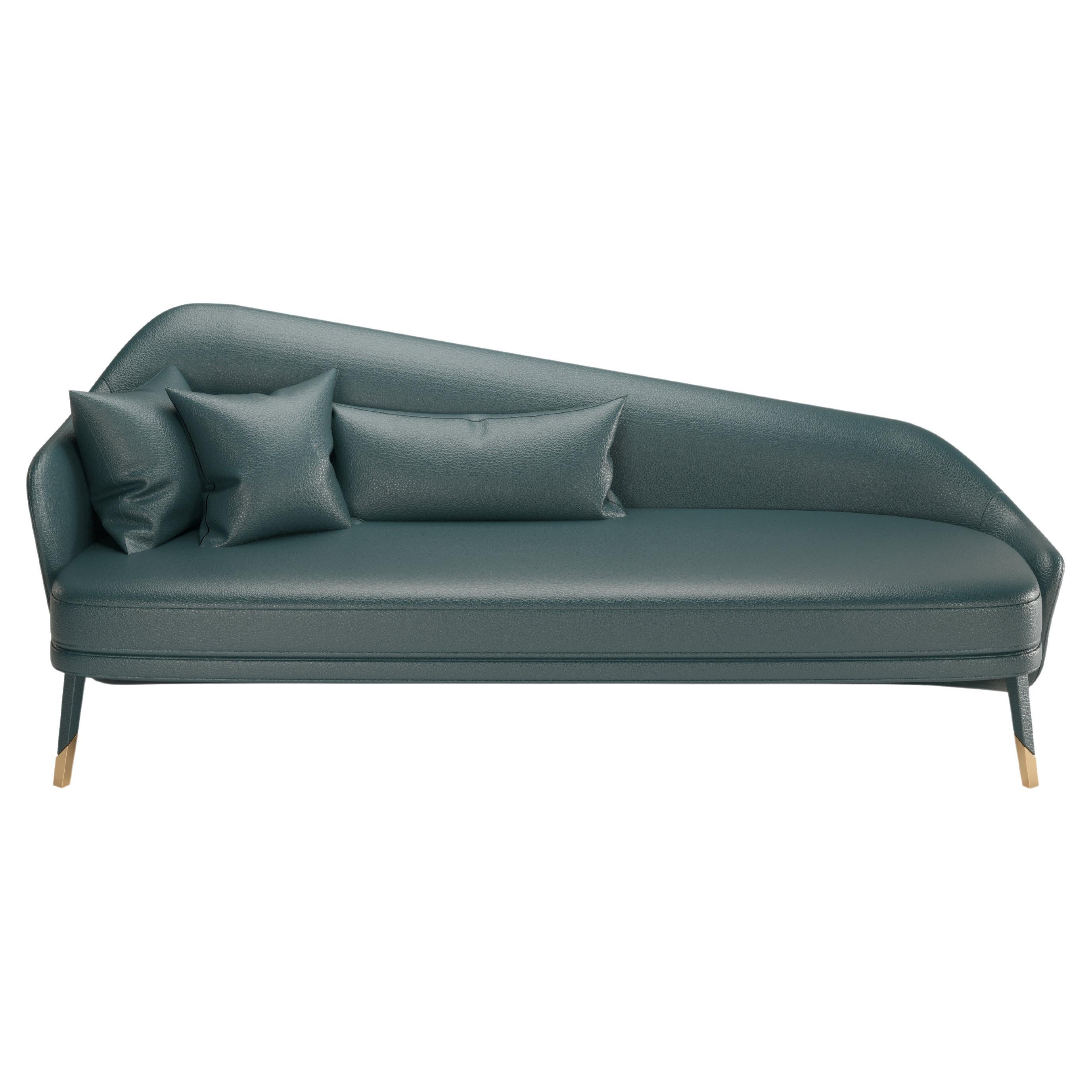 Blue Petrol Leather Modern Bhutan Daybed For Sale