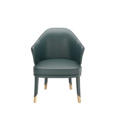Blue Petrol Leather Modern Bhutan Dining Chair