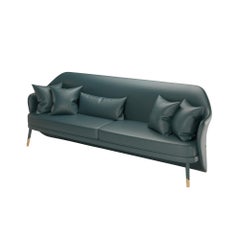 Blue Petrol Leather Modern Bhutan Sofa