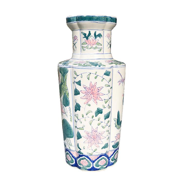 pink chinoiserie vase