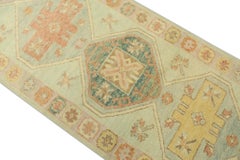 Blue & Pink Handwoven Wool Turkish Oushak Runner 3' x 10'1"
