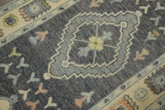 Blue & Pink Medallion Design Handwoven Wool Turkish Oushak Rug 2'10" x 7'10"
