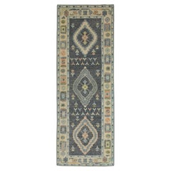 Blue 
Pink Medallion Design Handwoven Wool Turkish Oushak Rug 2
10" x 7
10"