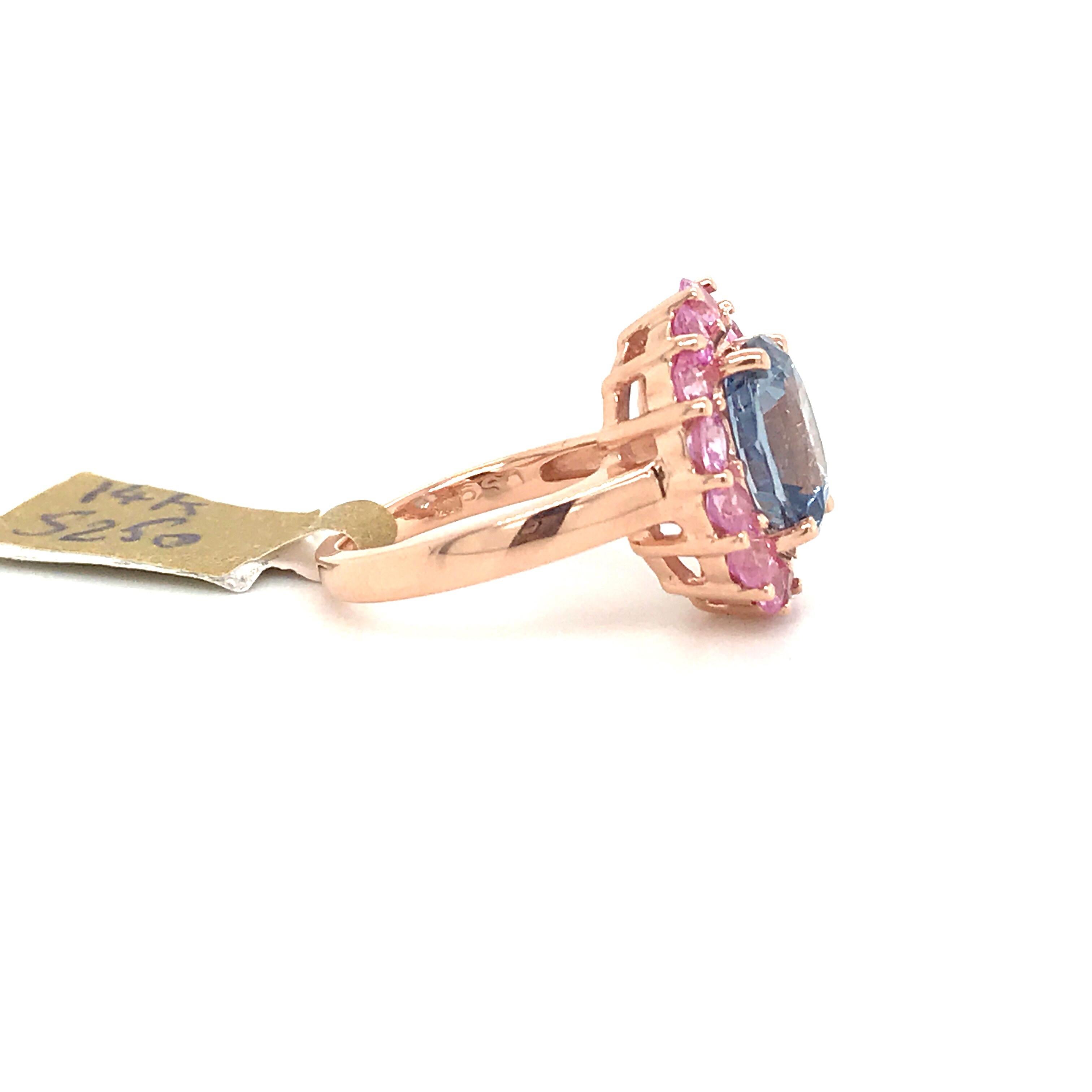 blue and pink sapphire ring