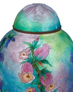 Blue & Pink Snapdragons Vase with Cover by Camille Fauré