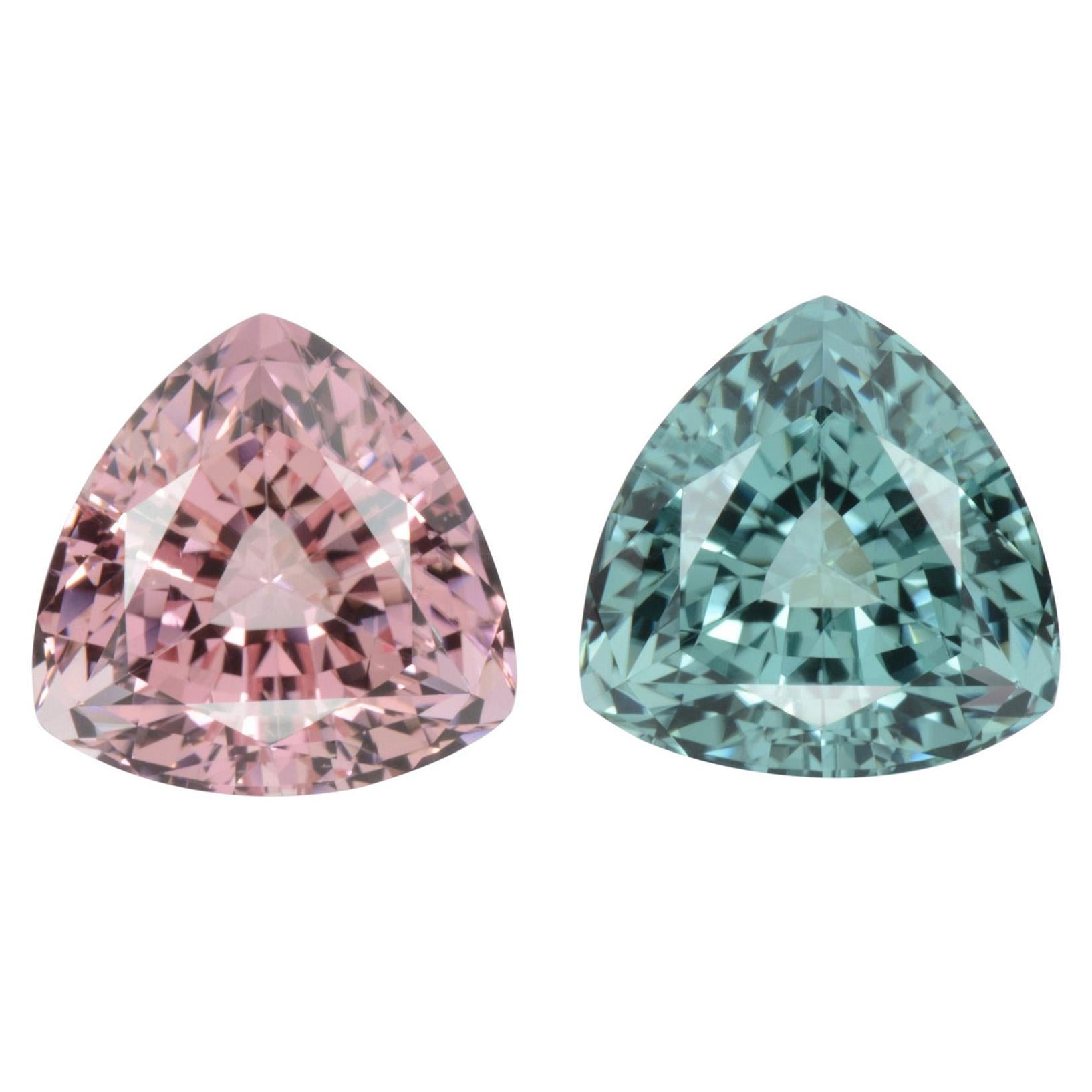 Blue Pink Tourmaline Earrings Gemstone Pair 8.49 Carat Loose Gems