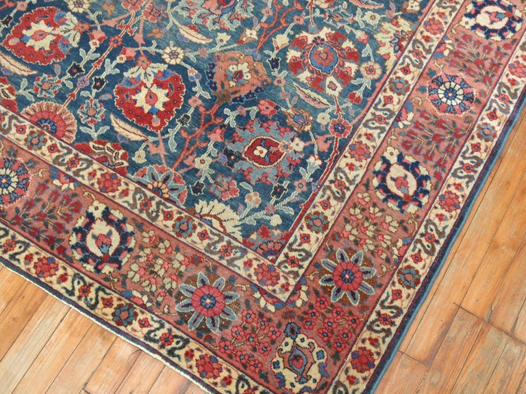 Blue Pink Traditional Persian Tabriz Rug at 1stDibs
