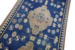 Blue & Pink Vintage Turkish Runner 3'7" x 9'10"