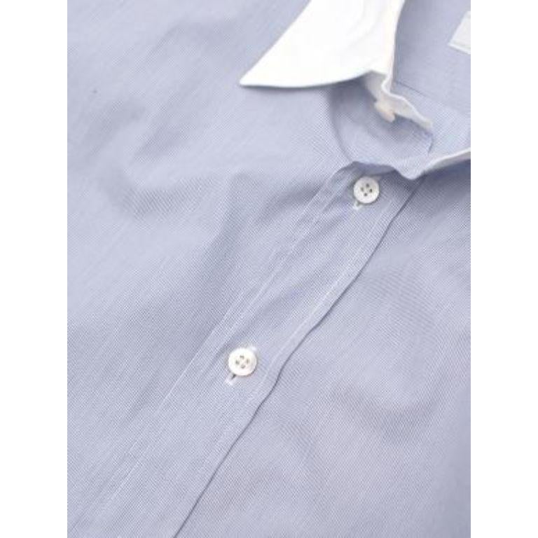 Blue Pinstripe Cotton Poplin Shirt In Excellent Condition For Sale In London, GB