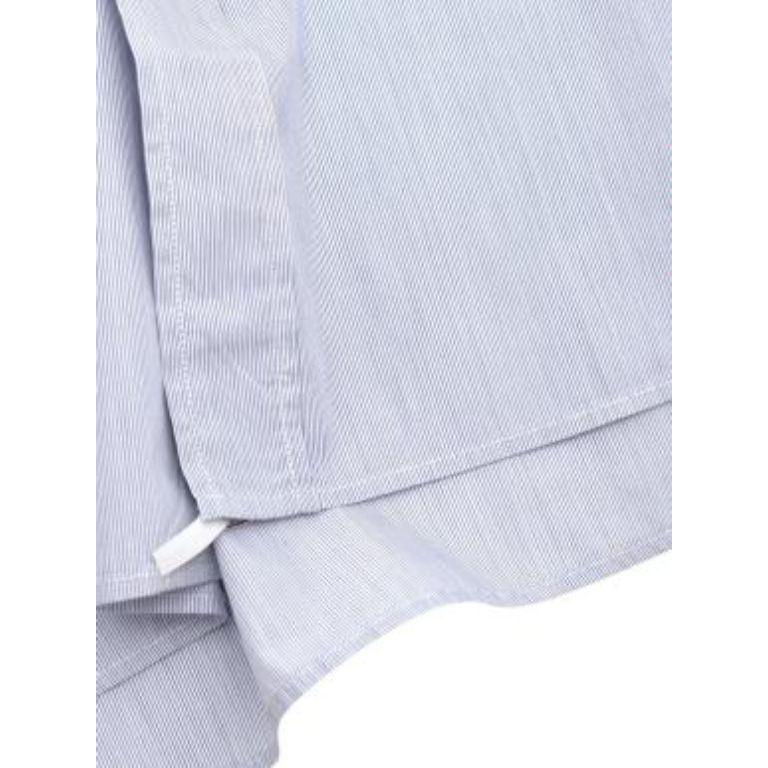 Blue Pinstripe Cotton Poplin Shirt For Sale 3