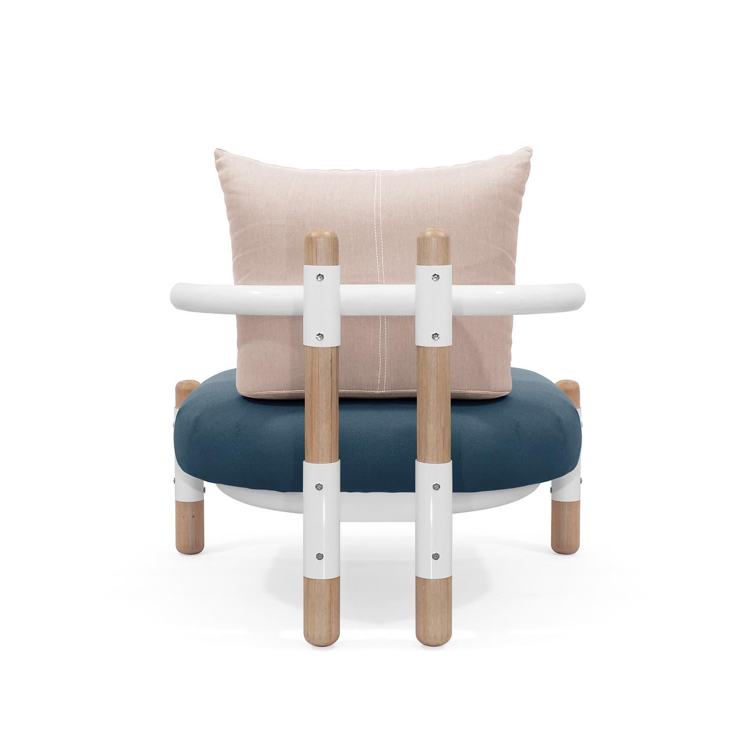Modern Blue PK15 Single Seat Sofa, Carbon Steel Structure & Wood Legs by Paulo Kobylka For Sale