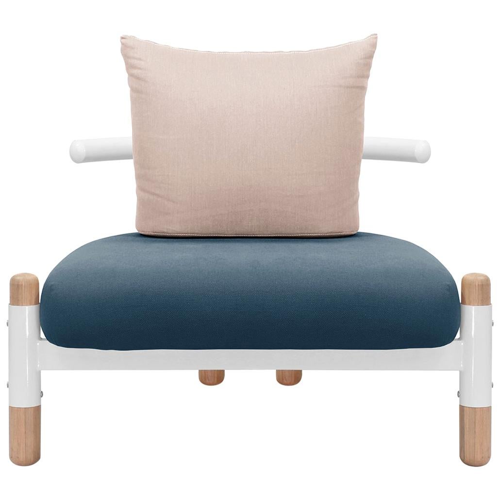 Blue PK15 Single Seat Sofa, Carbon Steel Structure & Wood Legs by Paulo Kobylka