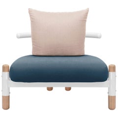 Blue PK15 Single Seat Sofa, Carbon Steel Structure & Wood Legs by Paulo Kobylka