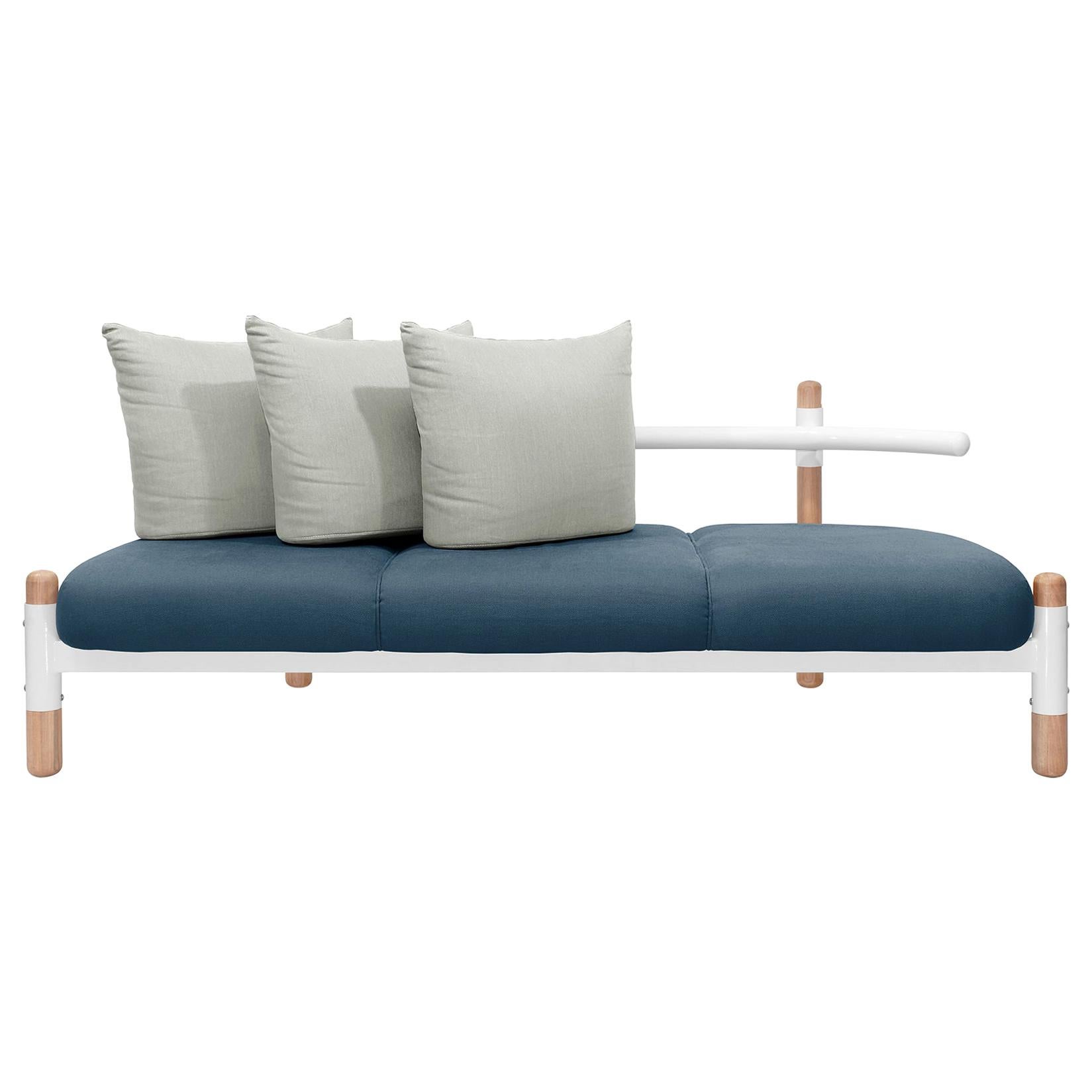 Blue PK15 Three-Seat Sofa, Carbon Steel Structure and Wood Legs by Paulo Kobylka For Sale
