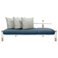 Blue PK15 Three-Seat Sofa, Carbon Steel Structure and Wood Legs by Paulo Kobylka