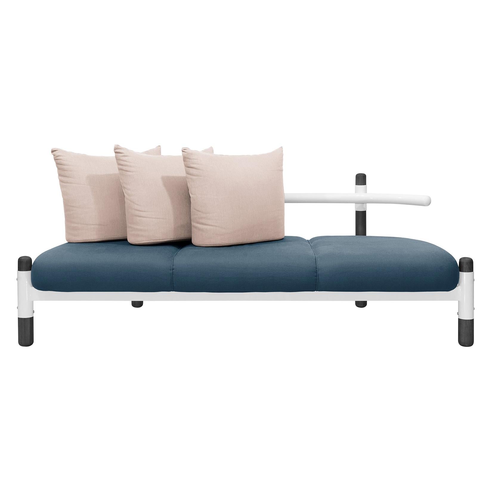 Blue PK15 Three-Seat Sofa, Steel Structure & Ebonized Wood Legs by Paulo Kobylka