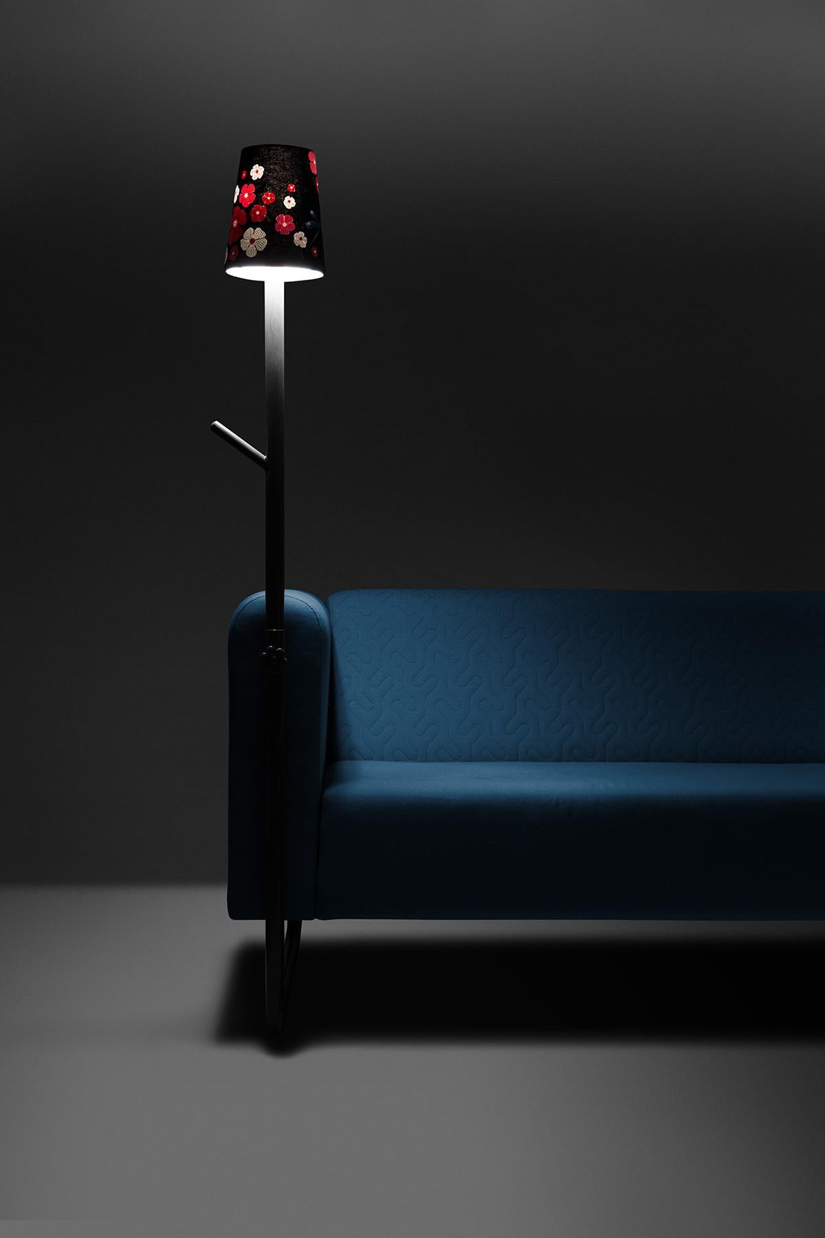 Blue PK9 Sofa, Seat & Lamp Hybrid, Handmade Metal Structure by Paulo Kobylka For Sale 8