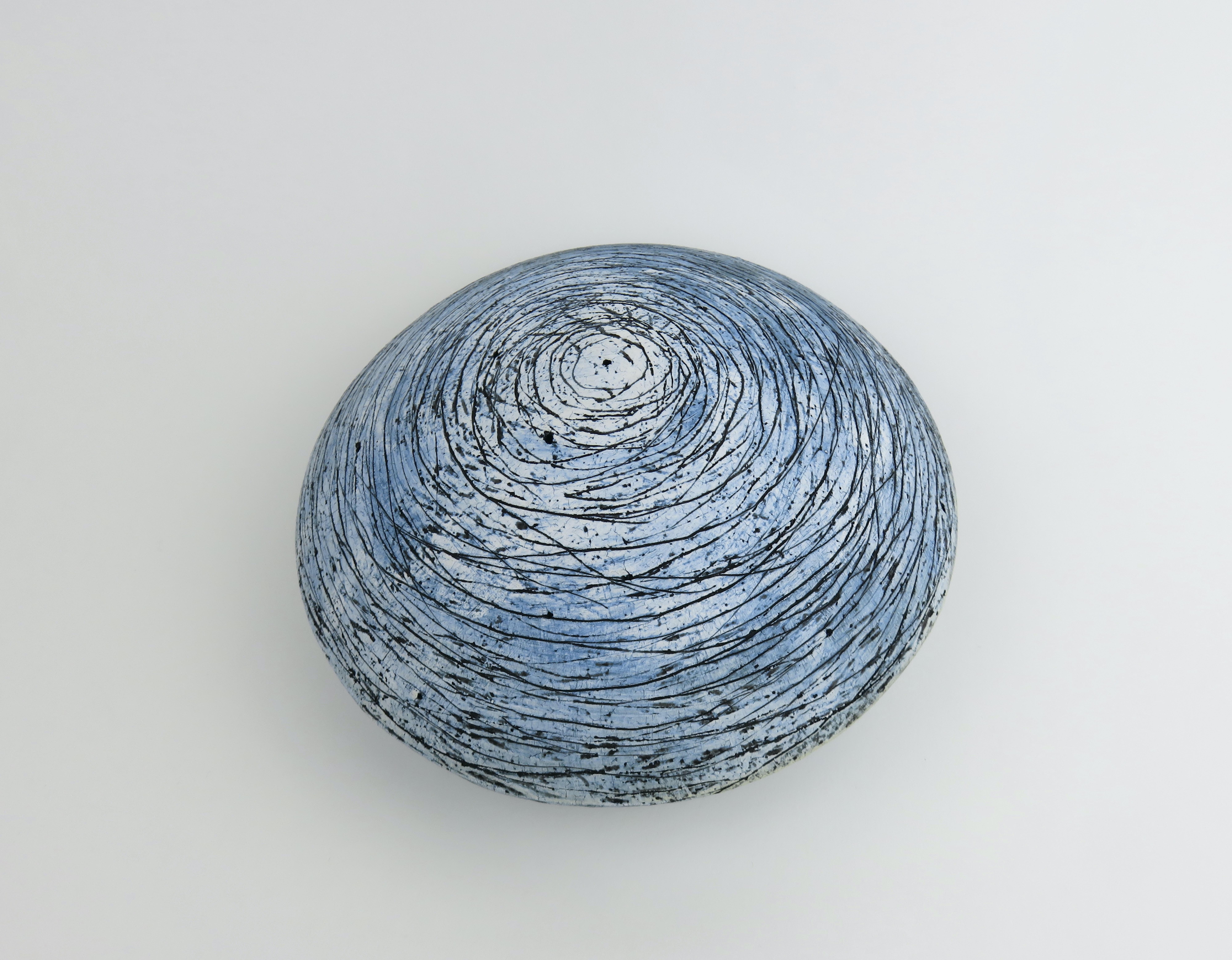 Blue Planet Sphere with Hand Carved Surface In New Condition For Sale In New York, NY