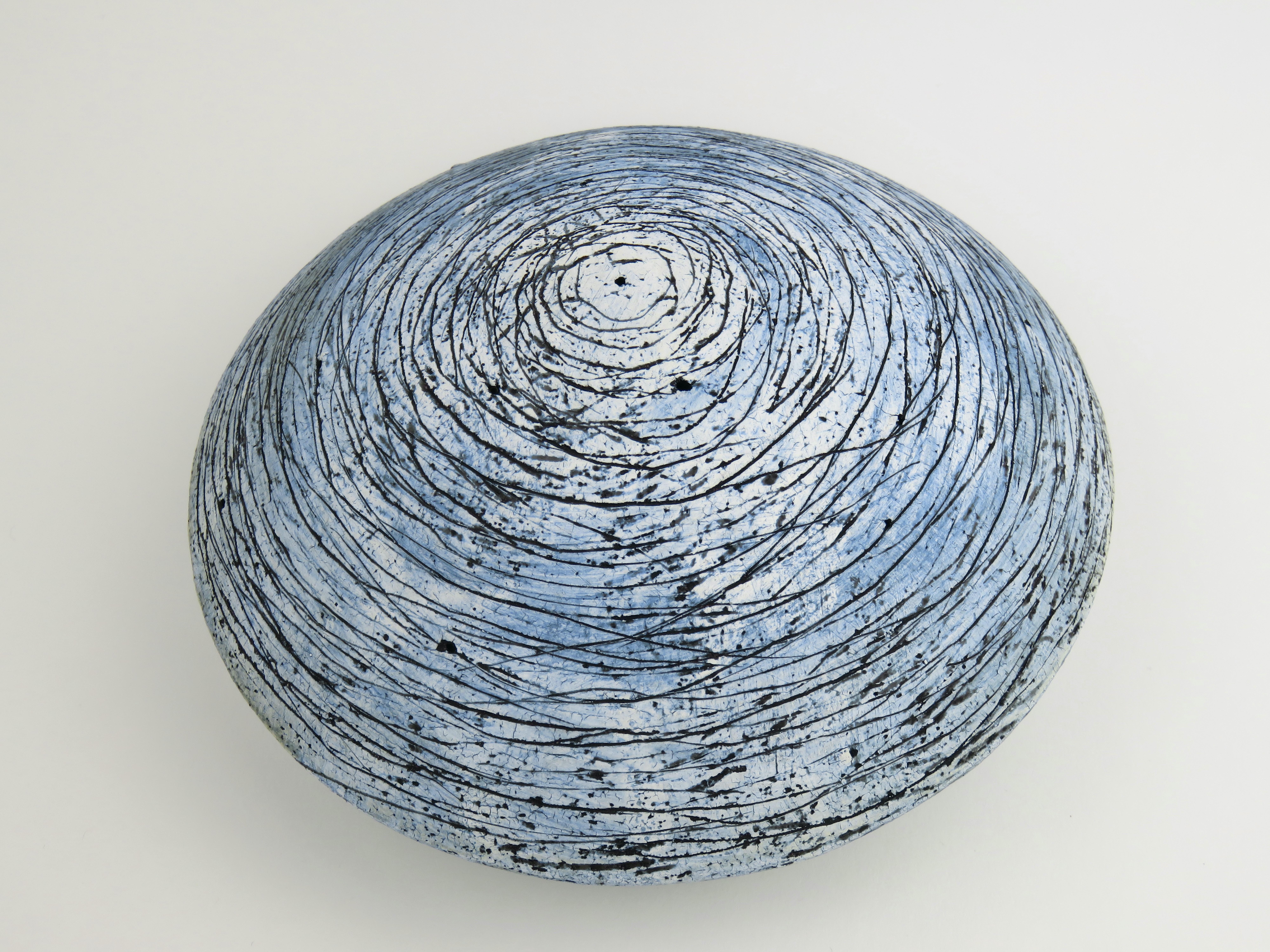 Contemporary Blue Planet Sphere with Hand Carved Surface For Sale