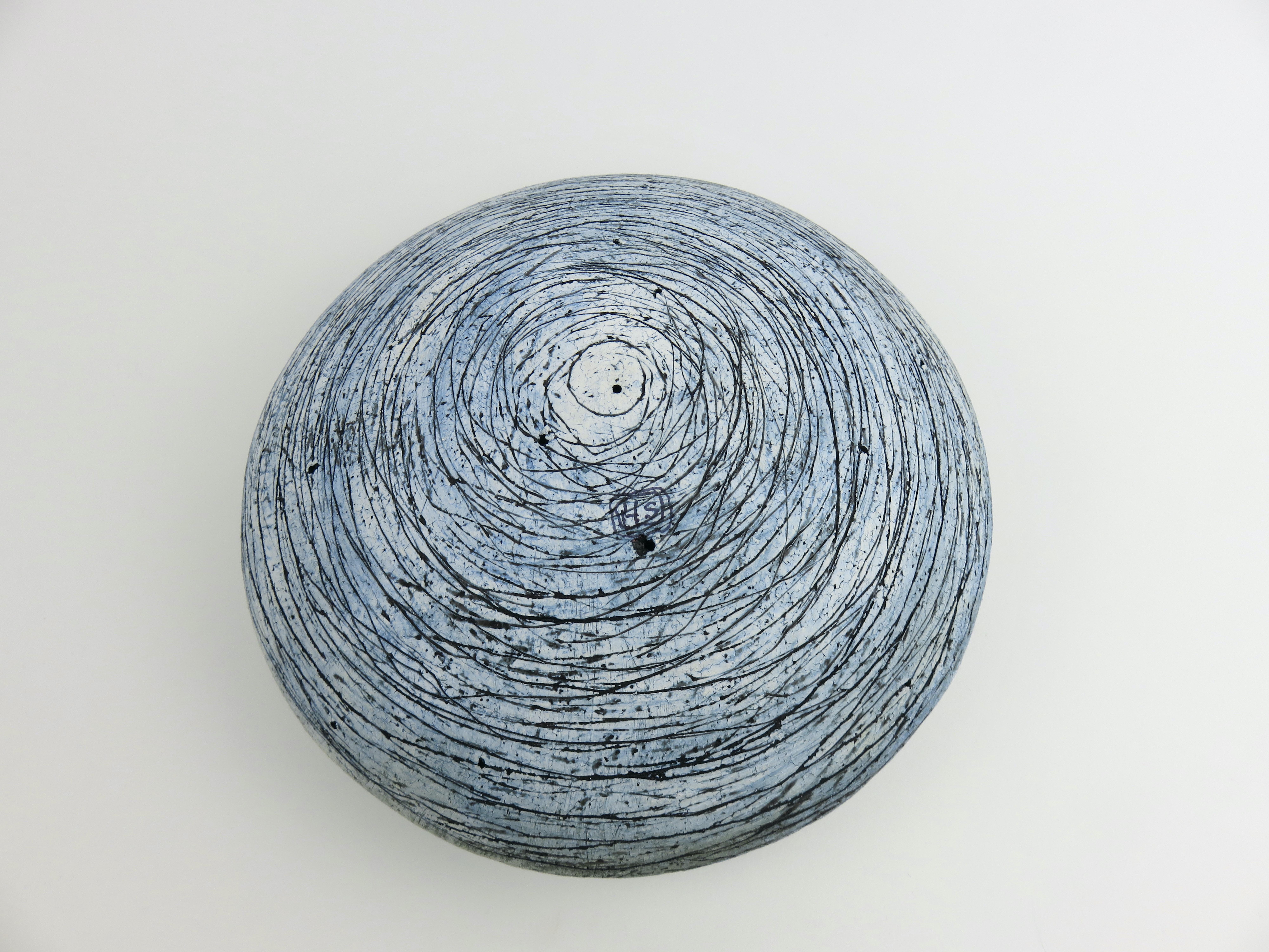 Blue Planet Sphere with Hand Carved Surface For Sale 1