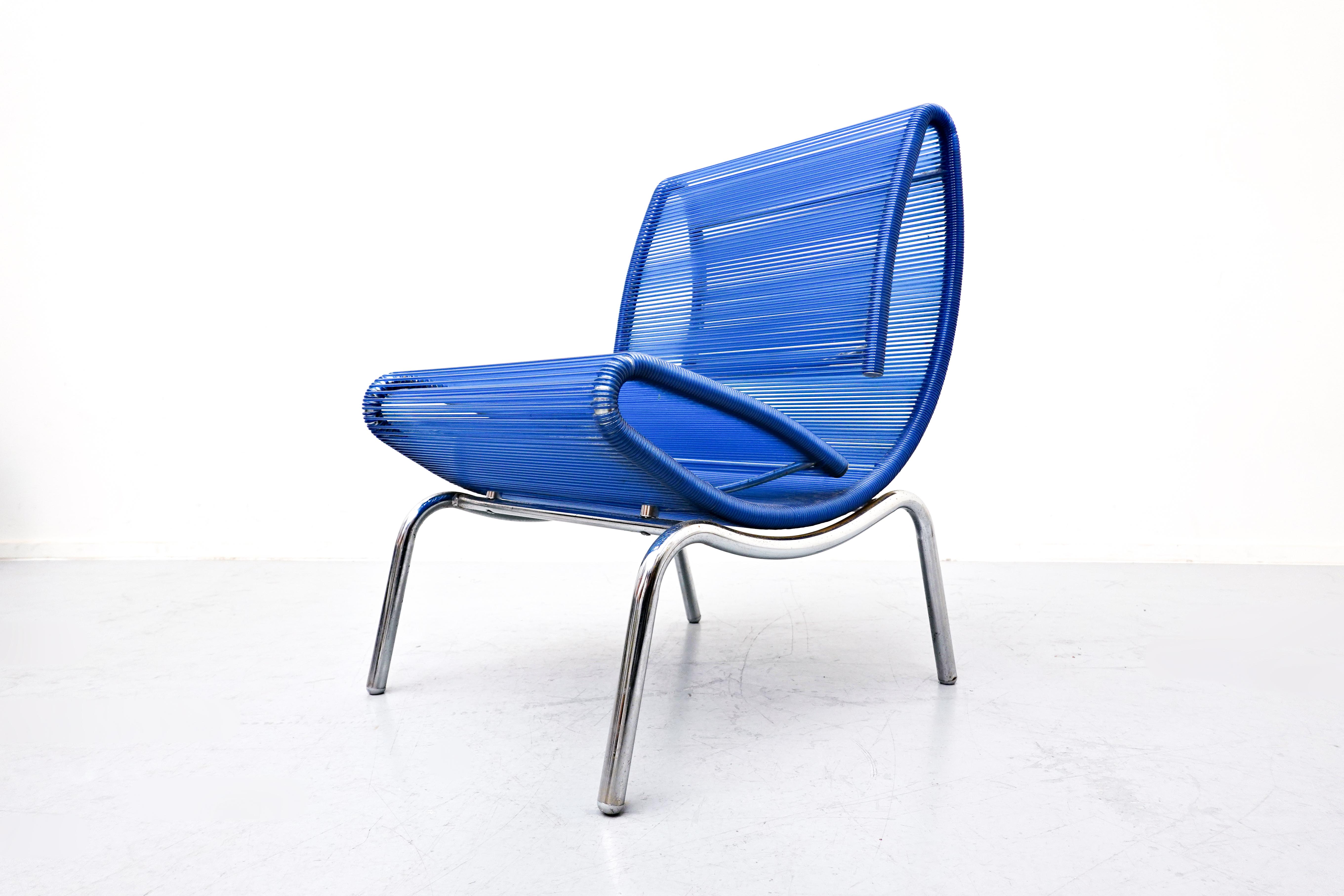 Blue plastic rope chair by Roberto Semprini - Italy.