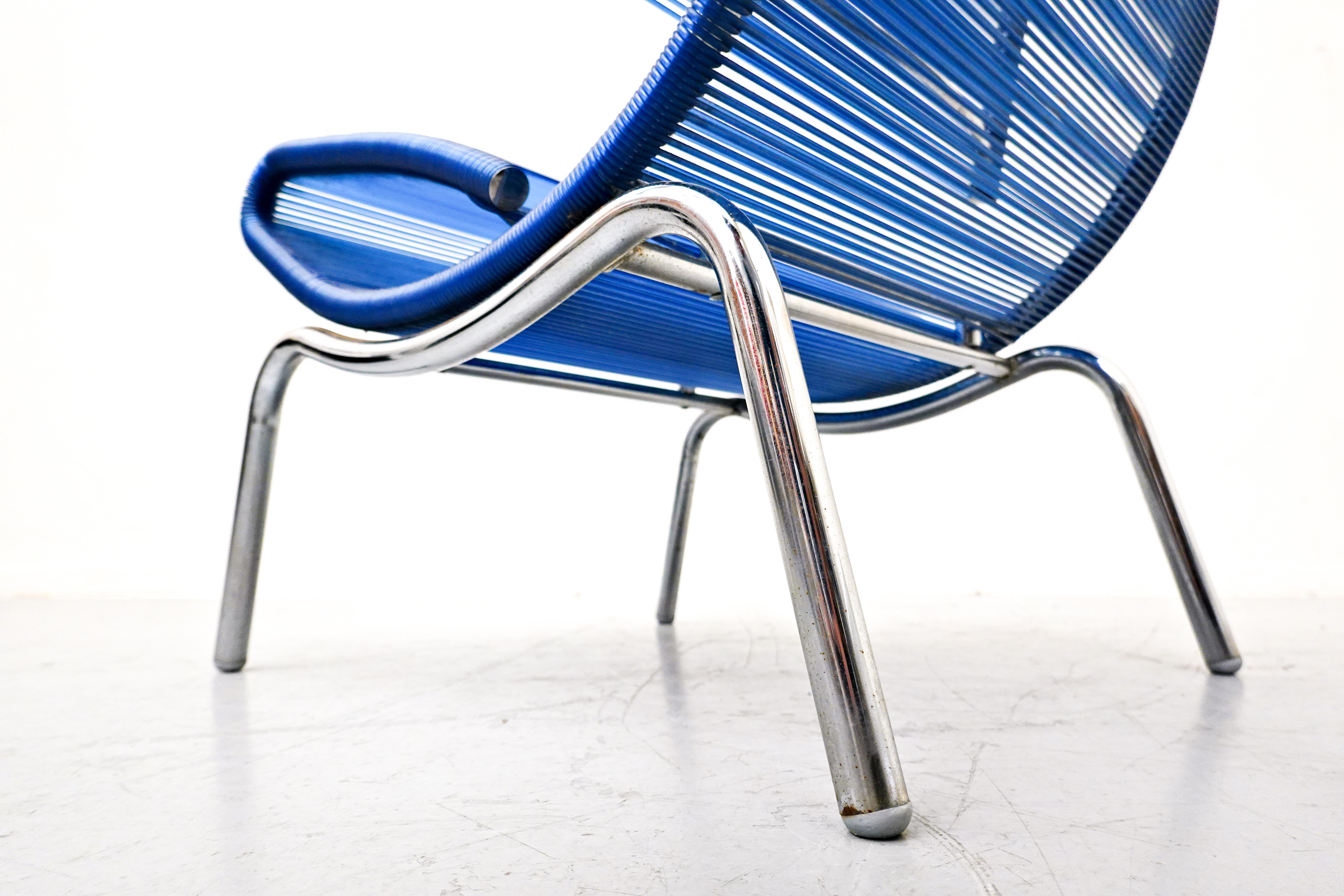 Late 20th Century Blue Plastic Rope Chair by Roberto Semprini, Italy For Sale