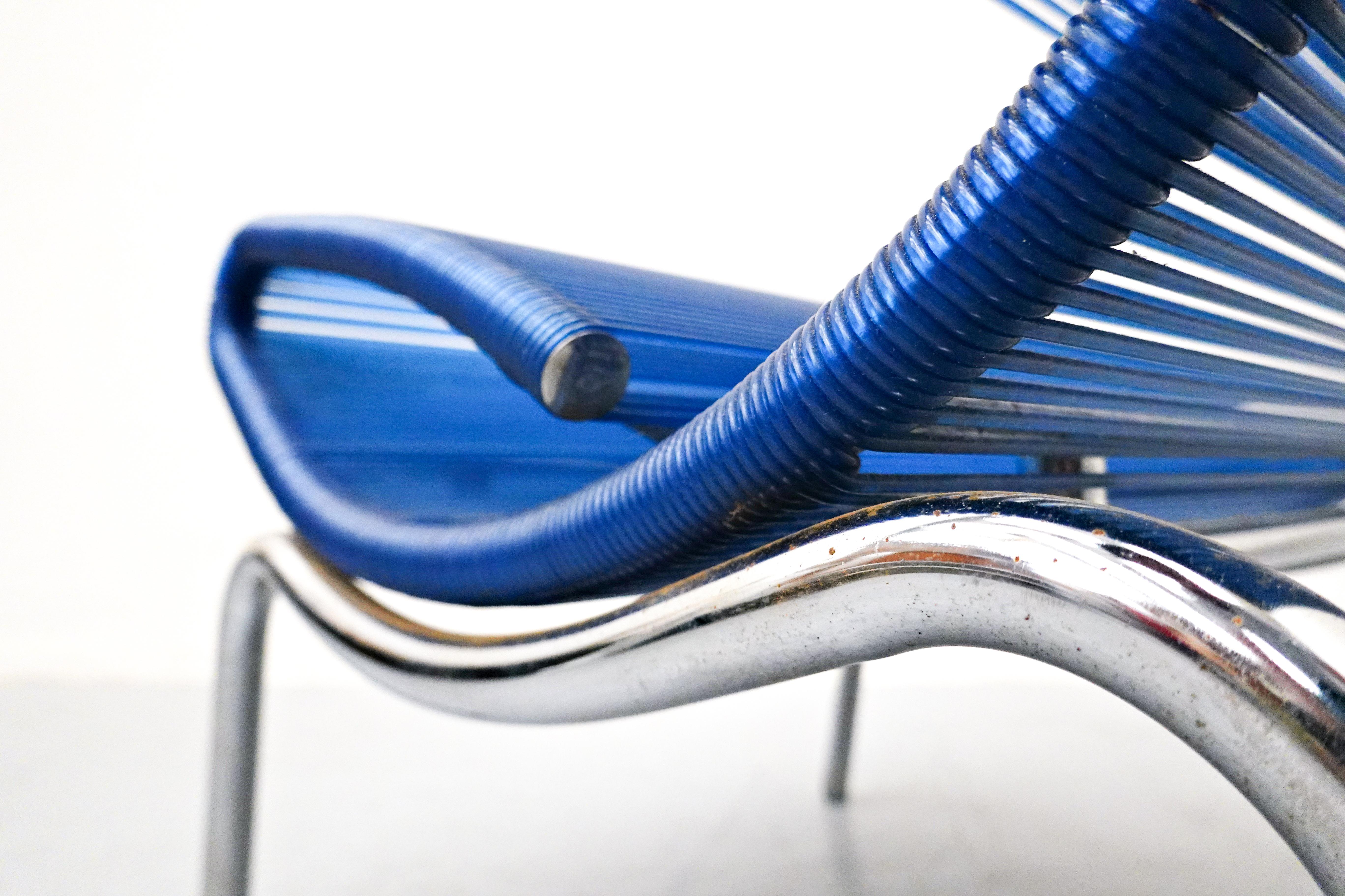 Late 20th Century Blue Plastic Rope Chair by Roberto Semprini, Italy For Sale