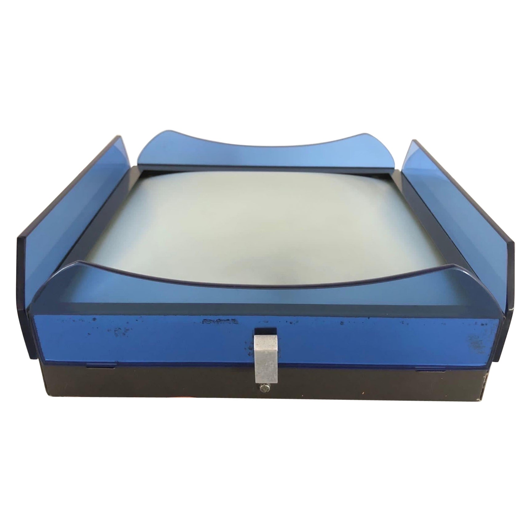 Blue Plexiglass 
Glass Flush Mount Light by VECA, 1960s, Italy For Sale