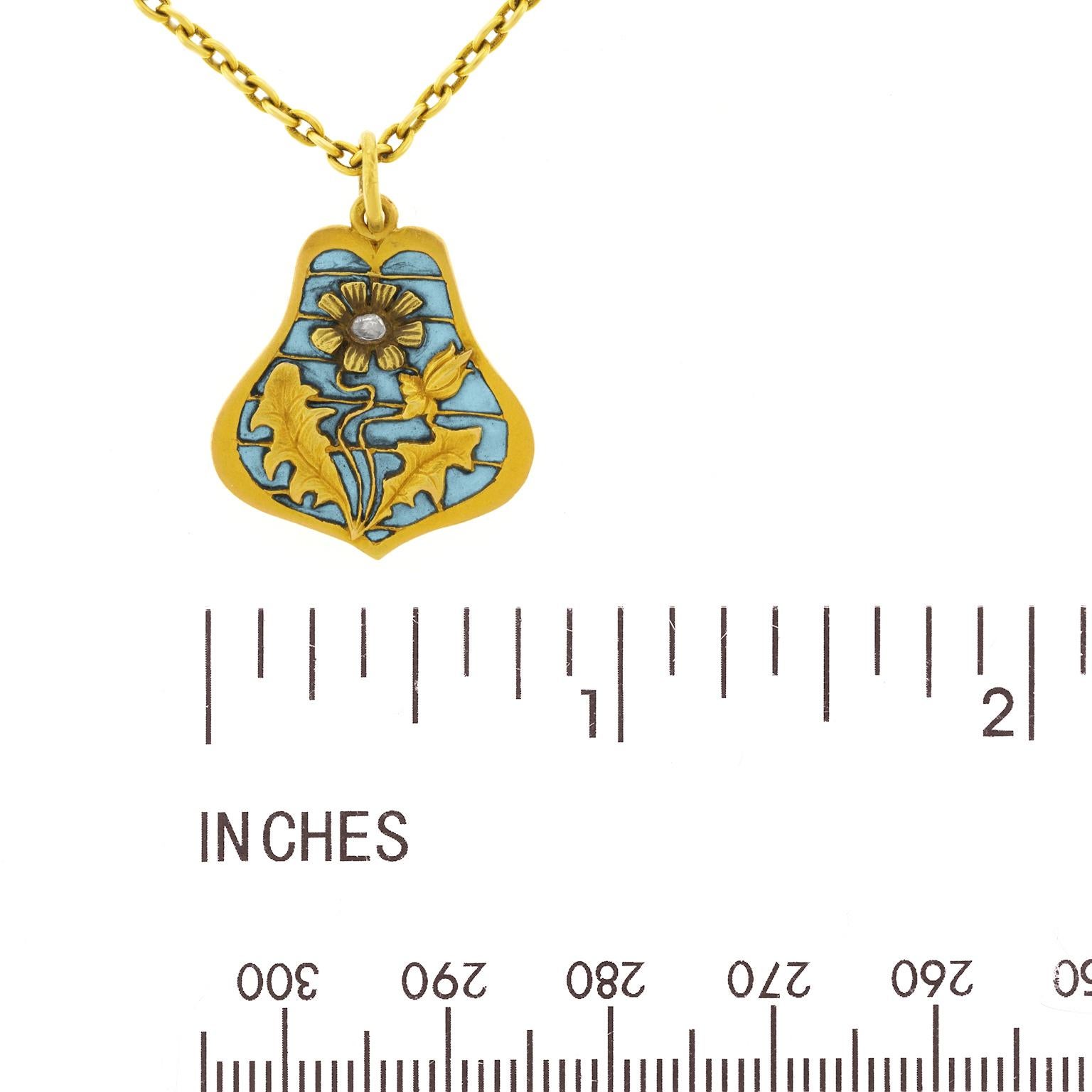 Blue Plique-à-Jour Jugendstil Gold Pendant 2