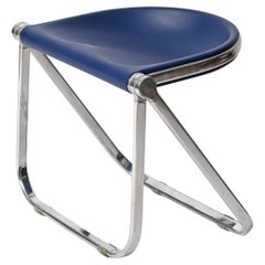 Sedia sgabello Foldes blu di G. Piretti per Anonima Castelli, anni '60