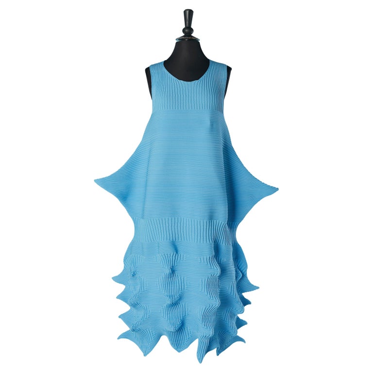 issey miyake blue dress Vintage Issey Miyake Sapphire Blue Satin Ribbon Cage Dress, 1990s – Basha  Gold main image 0