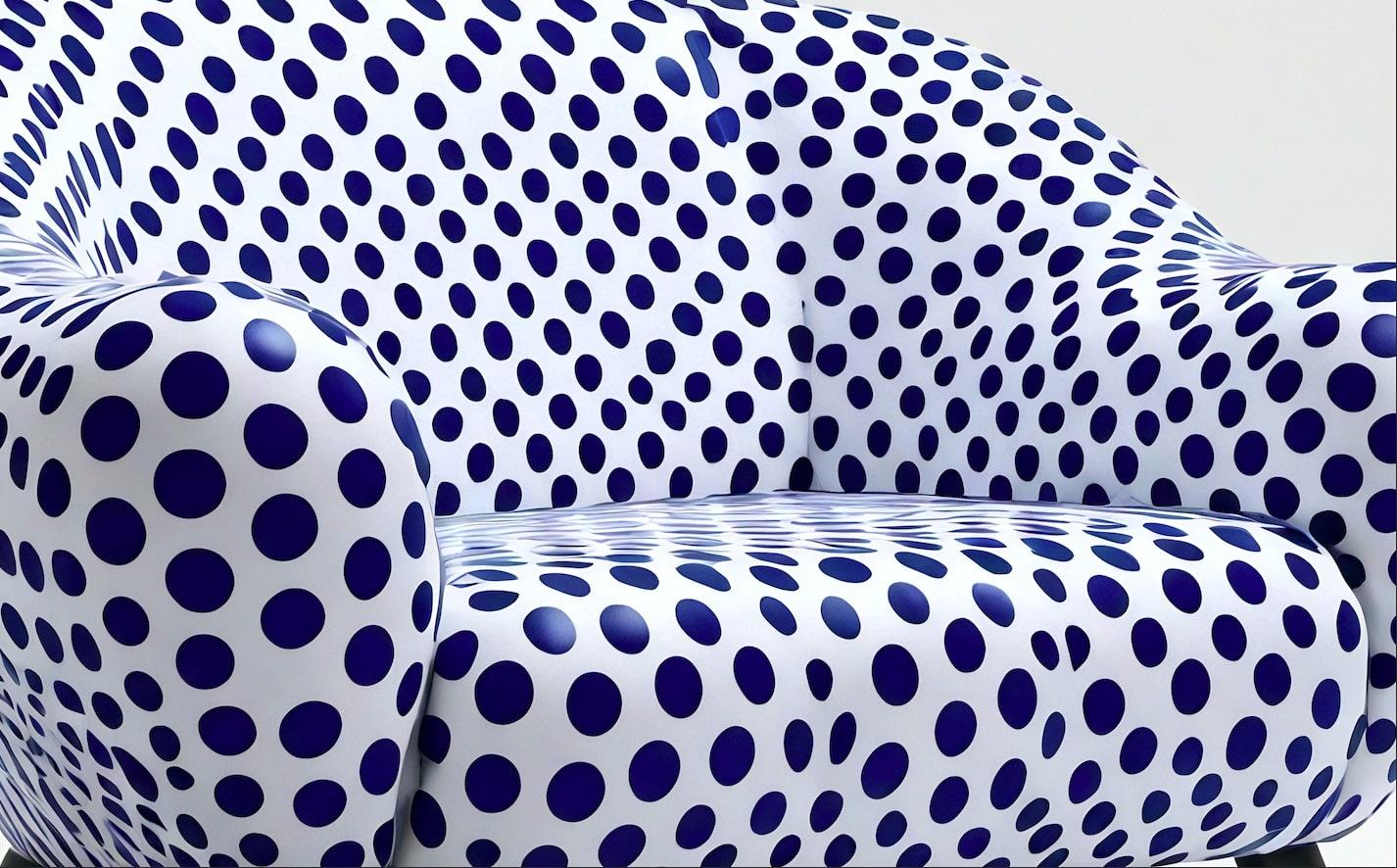 Mid-Century Modern Blue Polkadot Lounge Chair For Sale