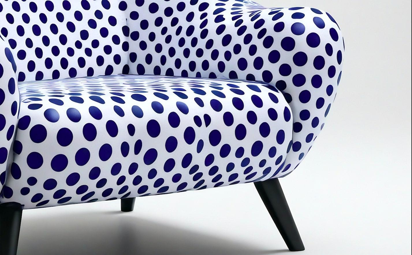 Indian Blue Polkadot Lounge Chair For Sale