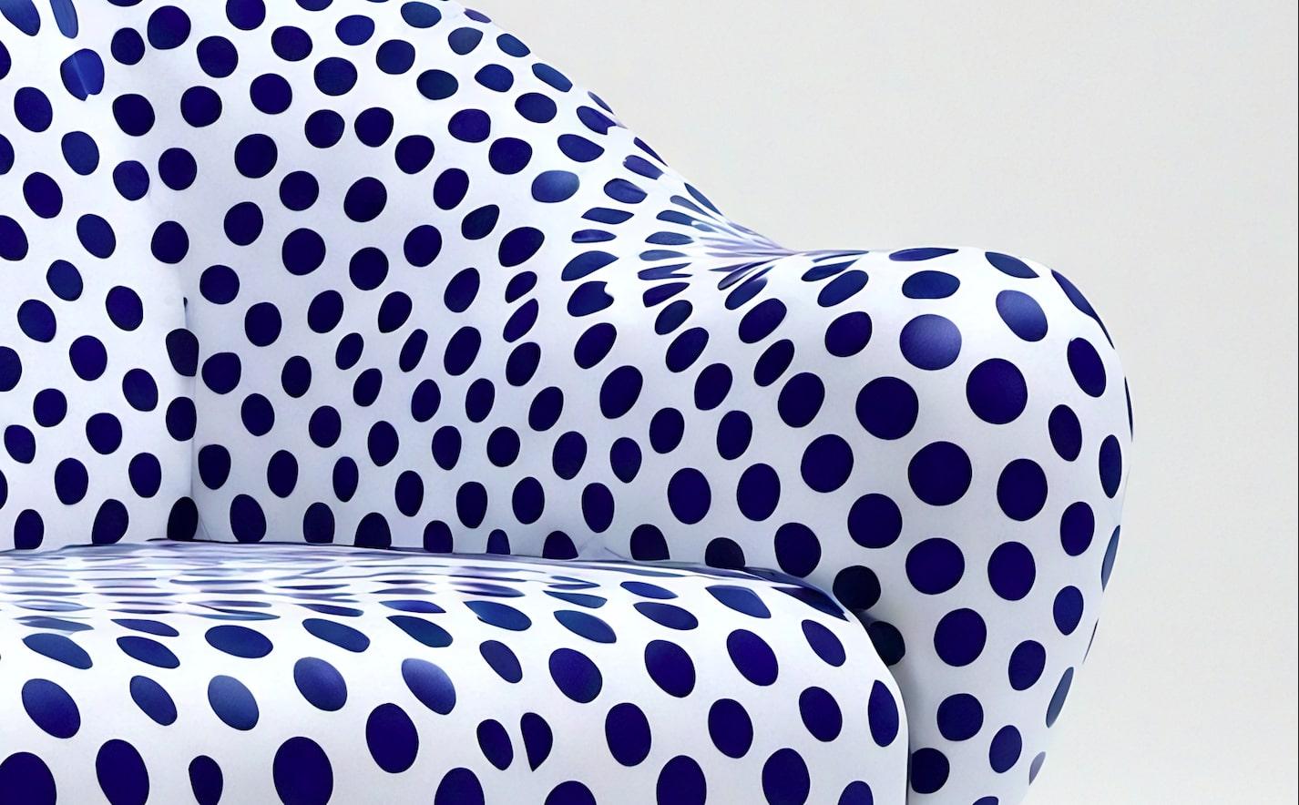 Contemporary Blue Polkadot Lounge Chair For Sale