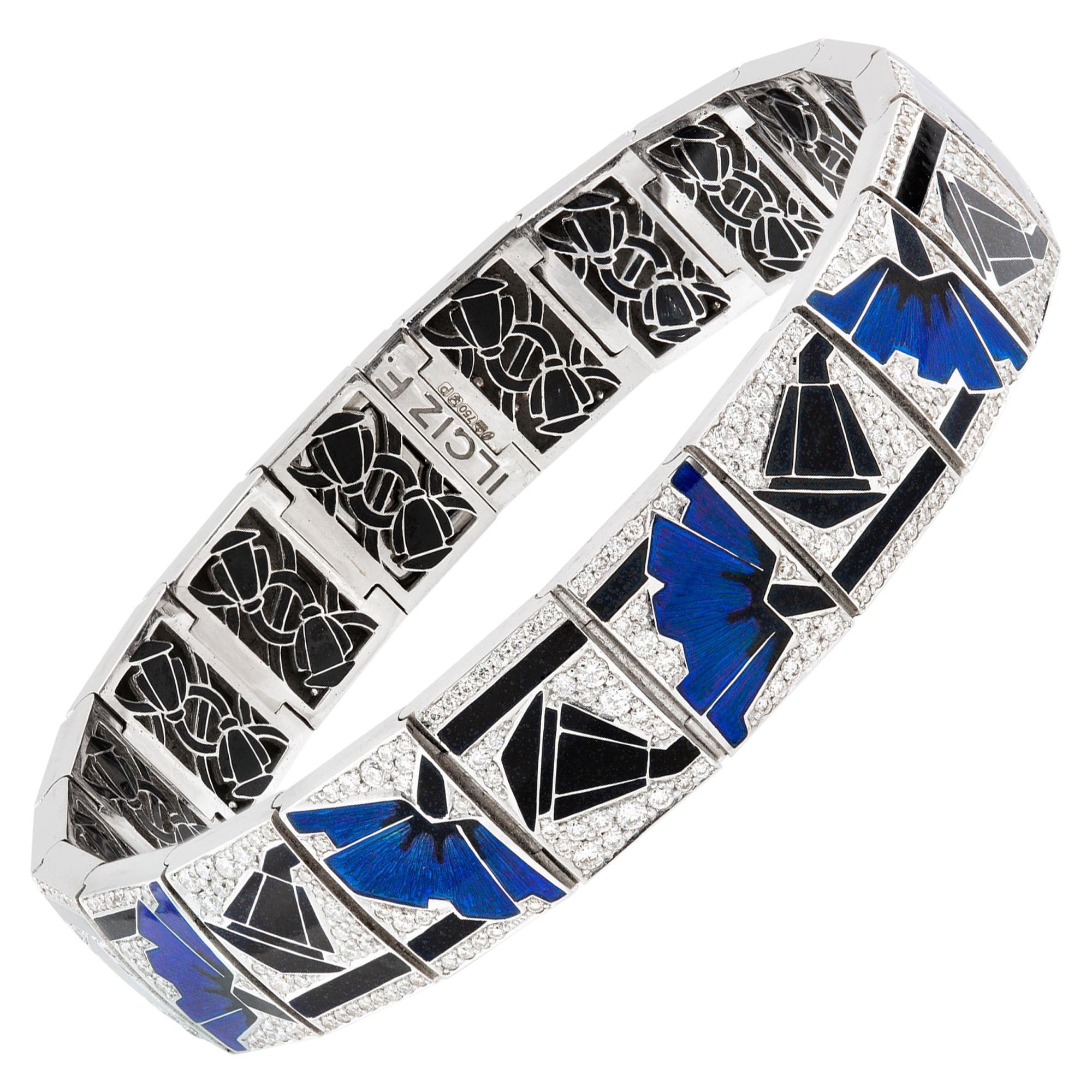 Blue Poppies Art Deco Style Bracelet by Ilgiz F For Sale