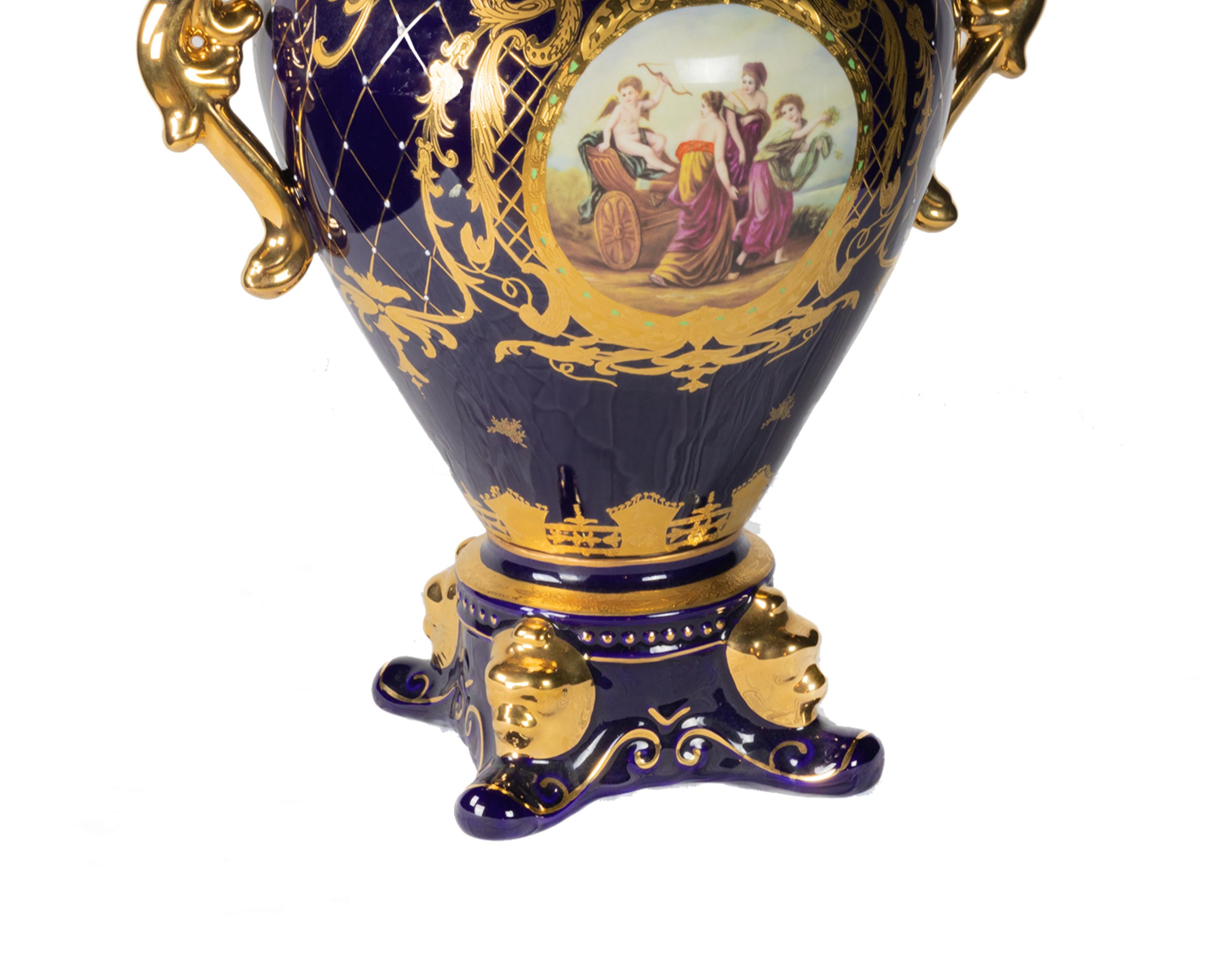 Blue Porcelain Amphora, Retier, 20th Century  For Sale 1