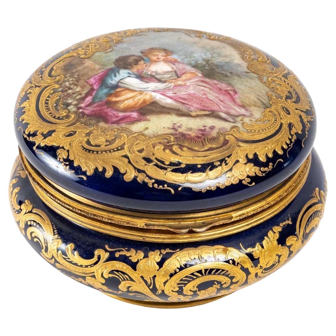 Blue Porcelain Candy Box-coffret End of 19th Century