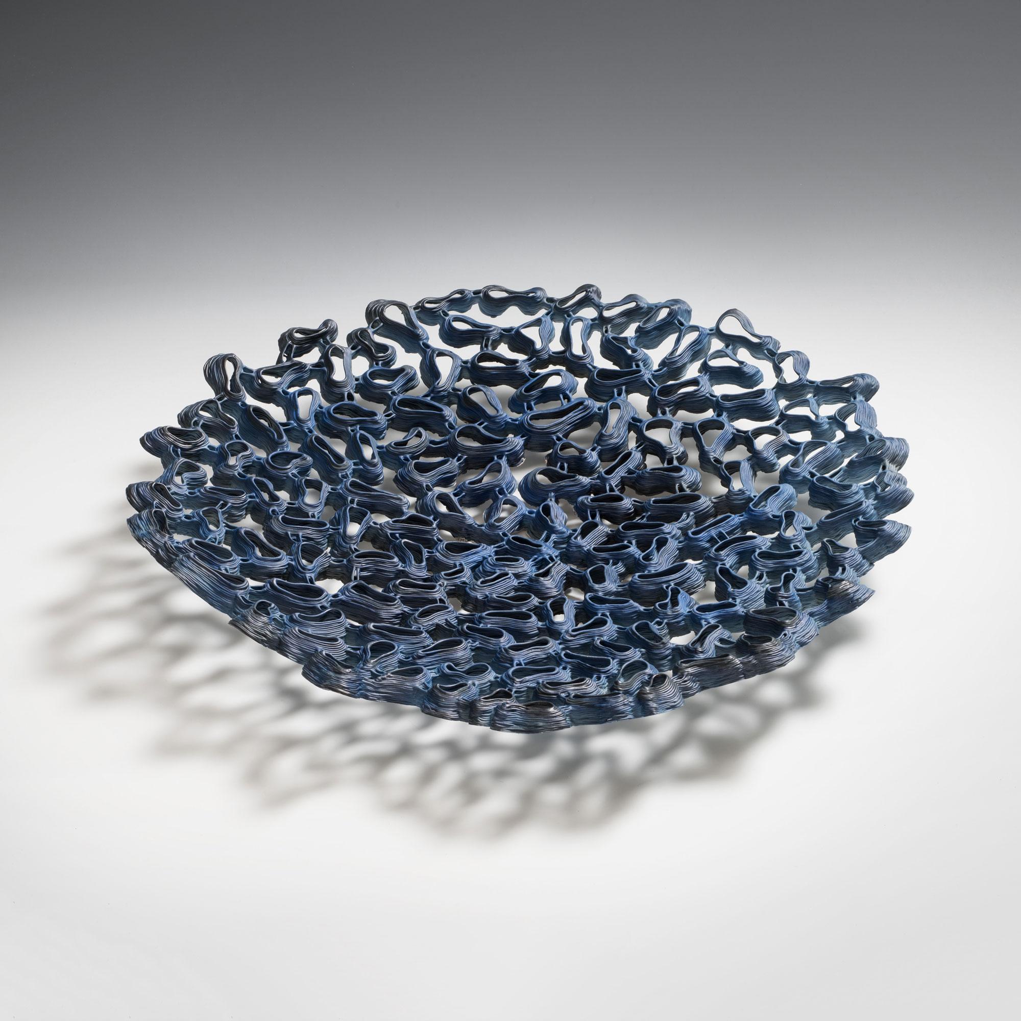 Hand-Crafted Blue Porcelain Centerpiece by Sidsel Hanum For Sale