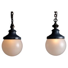 Blue Porcelain Globe Pendants, America, circa 1920