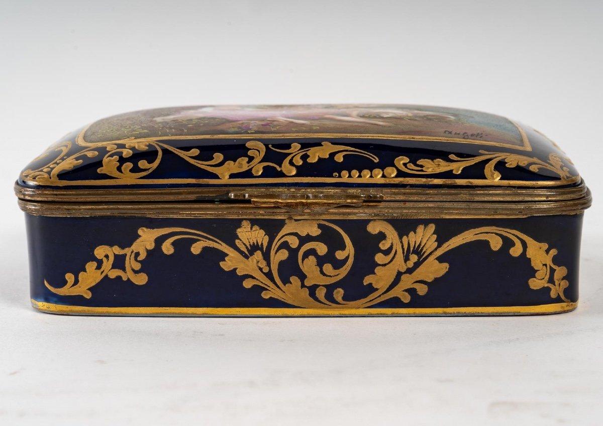 Napoleon III Blue Porcelain Jewelry Box End of XIXth Century