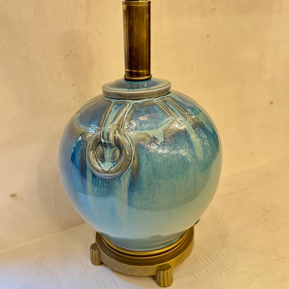 Blaue Porzellanlampe (Handgefertigt) im Angebot