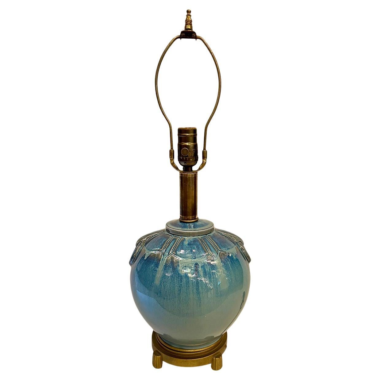 Blaue Porzellanlampe im Angebot