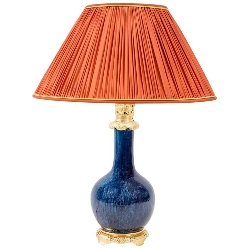 Blue Porcelain Lamp Imitating Goldstone, Late 19th Century