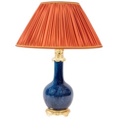 Blue Porcelain Lamp Imitating Goldstone, Late 19th Century