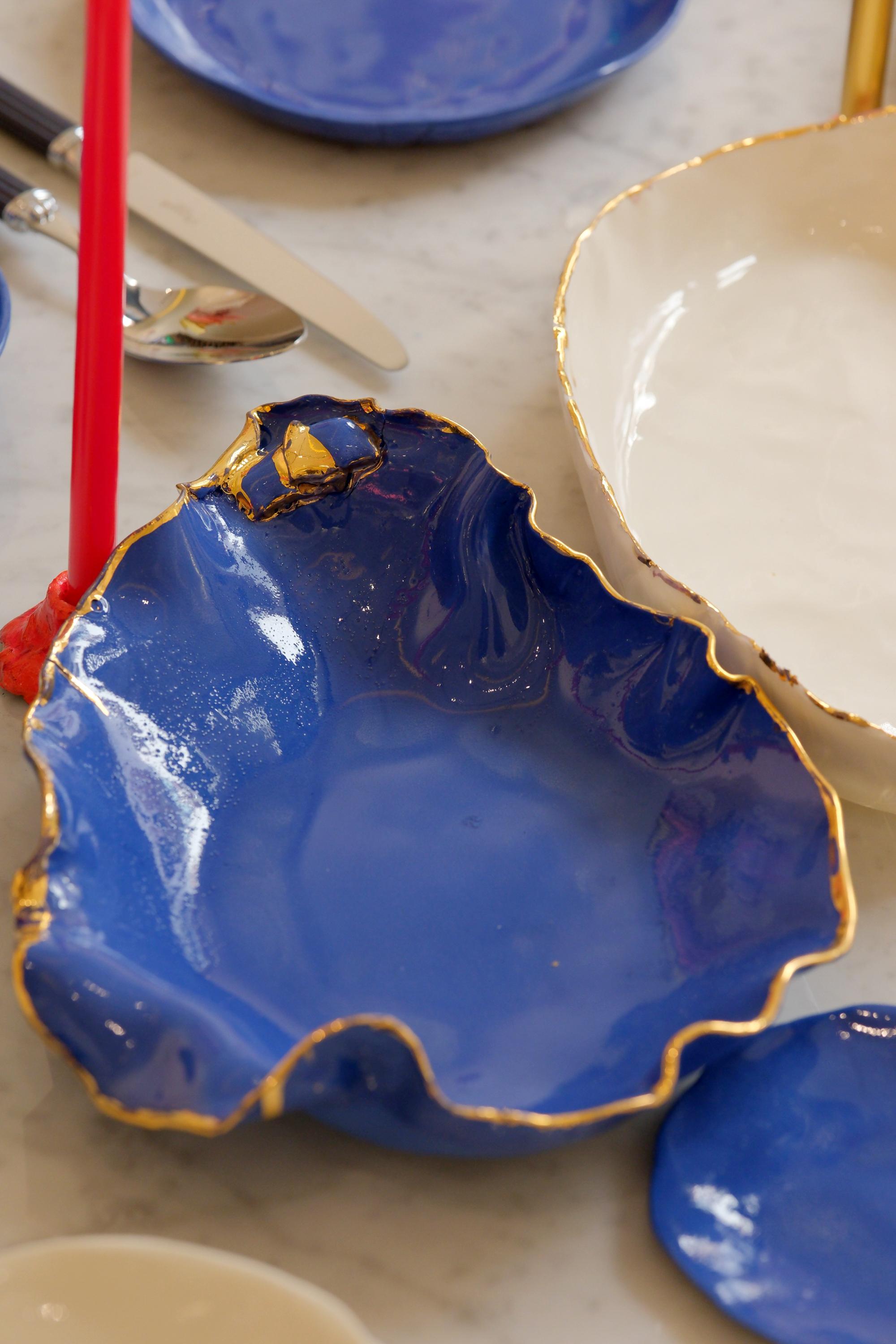 Blue Porcelain Serving Plater by Hania Jneid For Sale 6