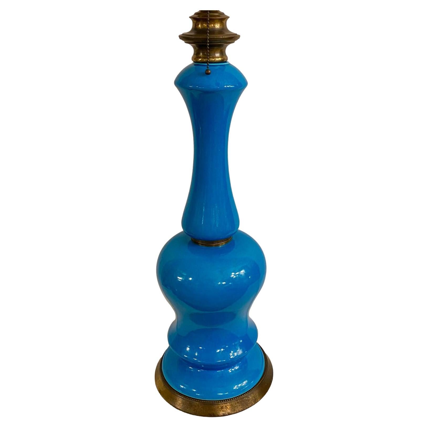 Lampe de table en porcelaine bleue